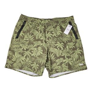 RVCA Swim Trunks Men's XL Elastic Waist 17" Board Short Palm Trees USA AUS JPN